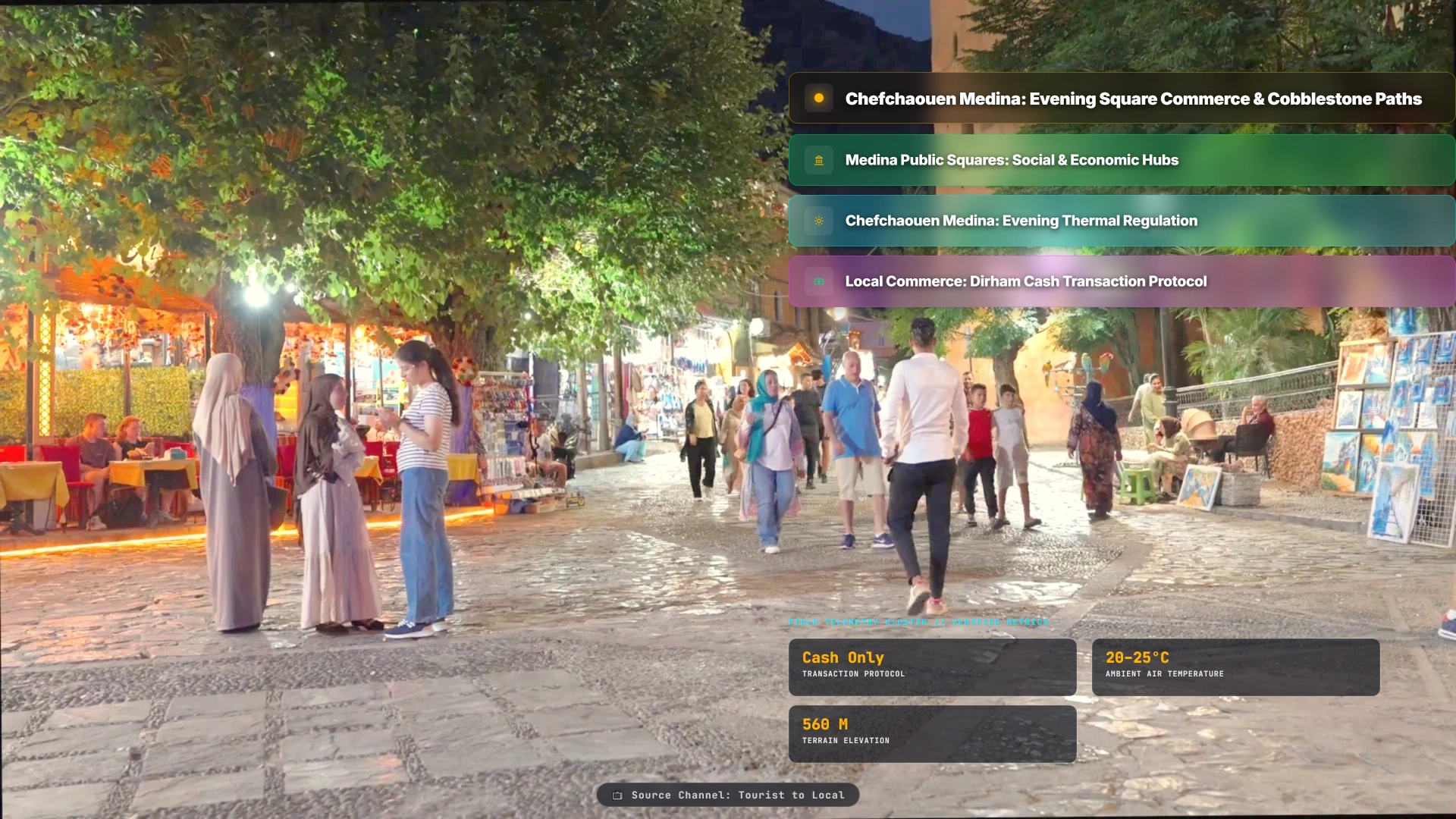 Chefchaouen Medina: Evening Square Commerce & Cobblestone Paths